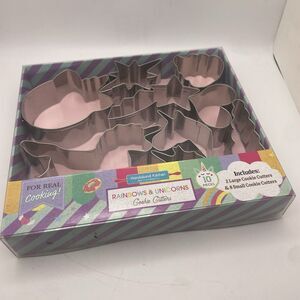 Handstand Kitchen Rainbows & Unicorns Cookie Cutters Metal 10pcs Kids Baking NEW